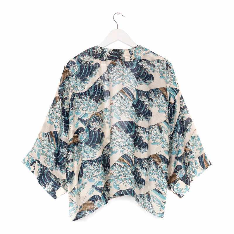One Hundred Stars Blue Wave Kimono KIMWAVBLU back
