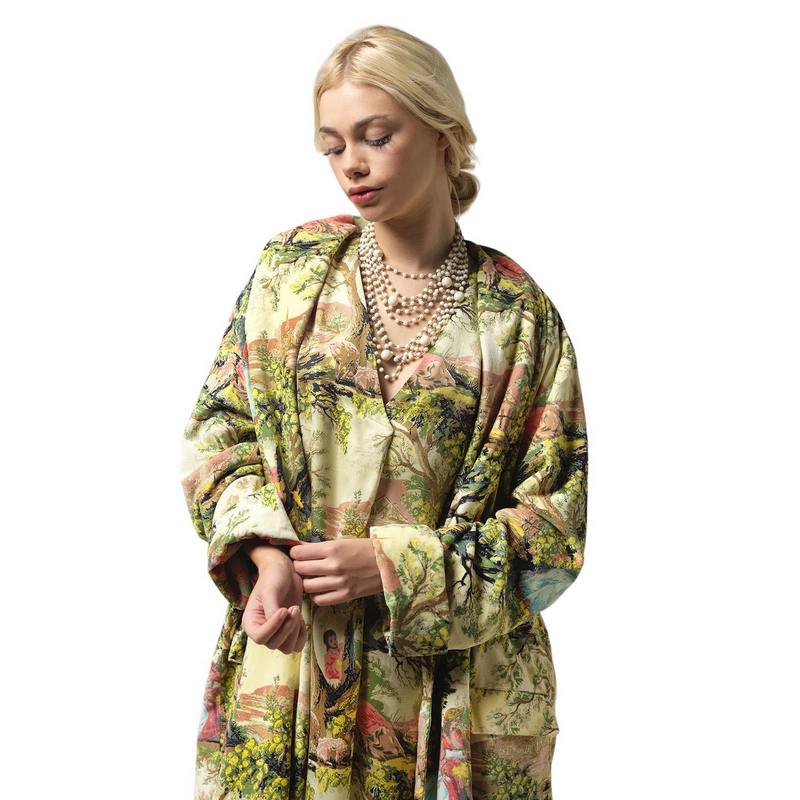 One Hundred Stars Country Toile Velvet Boyfriend Jacket on model close-up