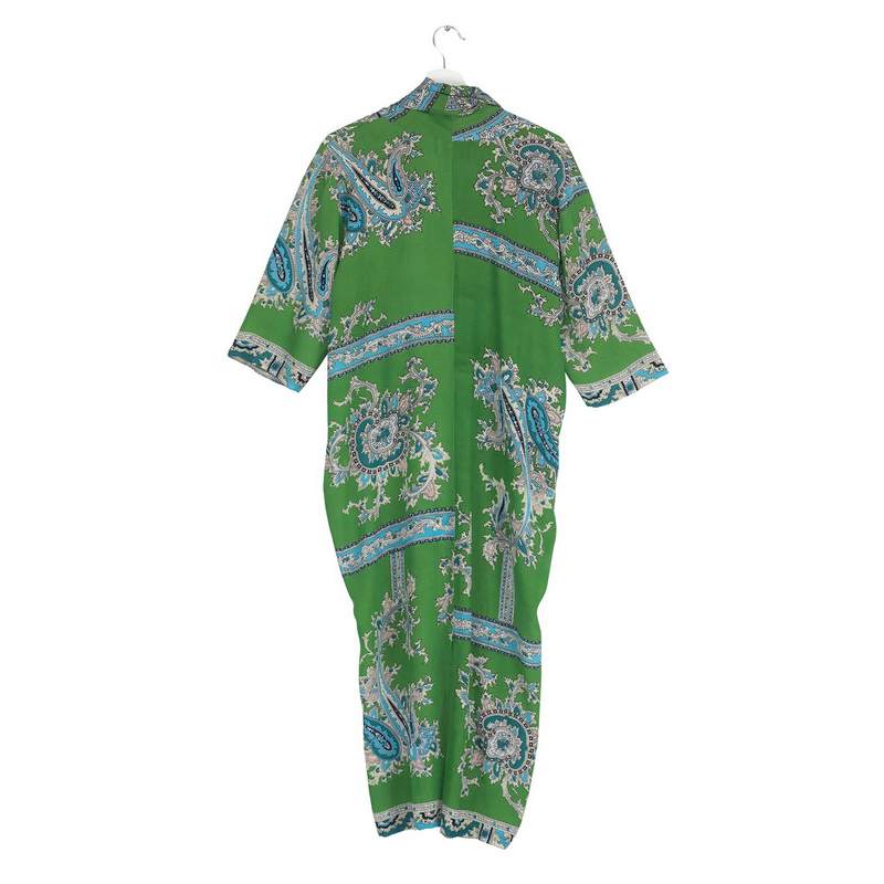One Hundred Stars Crepe Dress Handkerchief Green DRBHKCGRN on hanger back