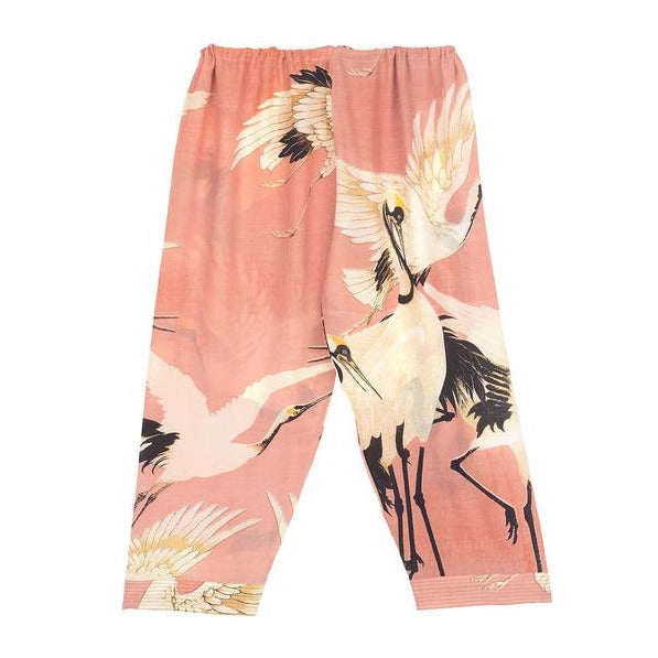 One Hundred Stars Crepe Pants Stork Plaster Pink back