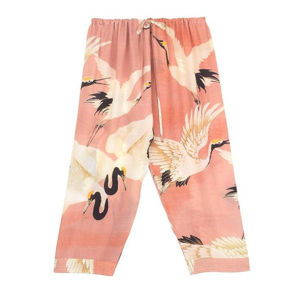 One Hundred Stars Crepe Pants Stork Plaster Pink front