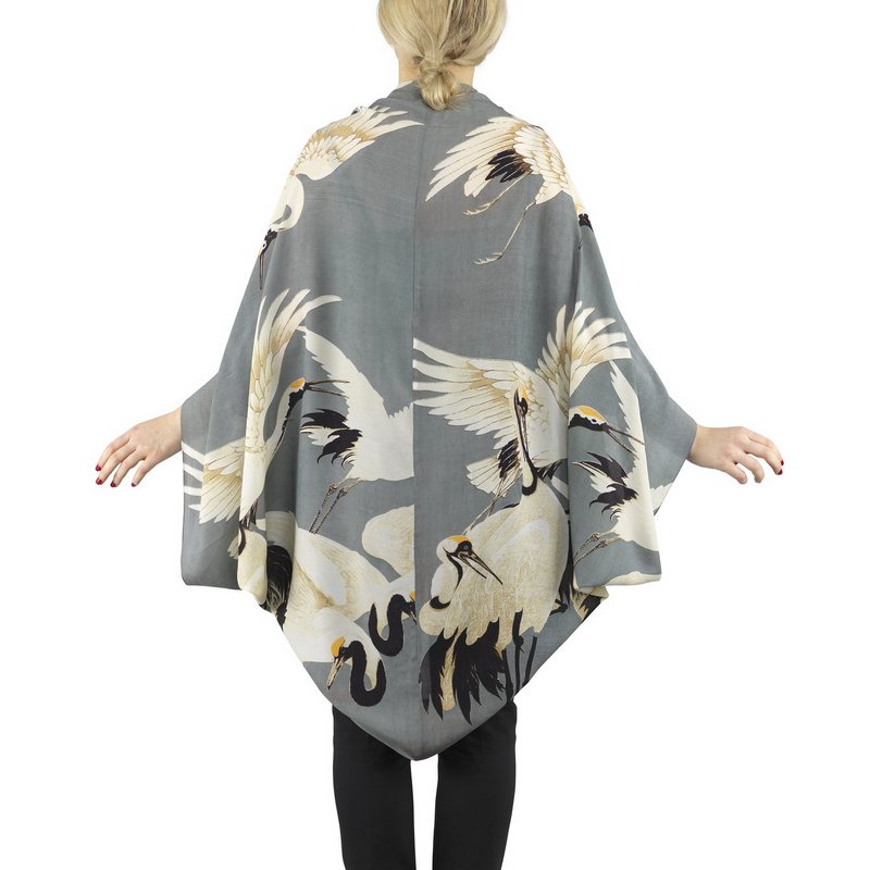 One Hundred Stars Crepe Shrug Stork Grey back