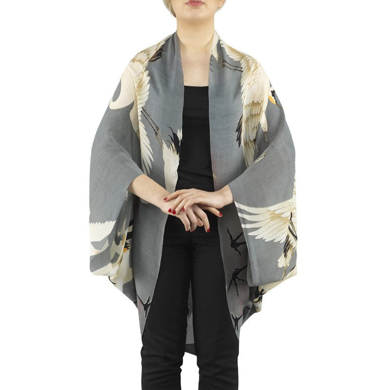 One Hundred Stars Crepe Shrug Stork Grey front