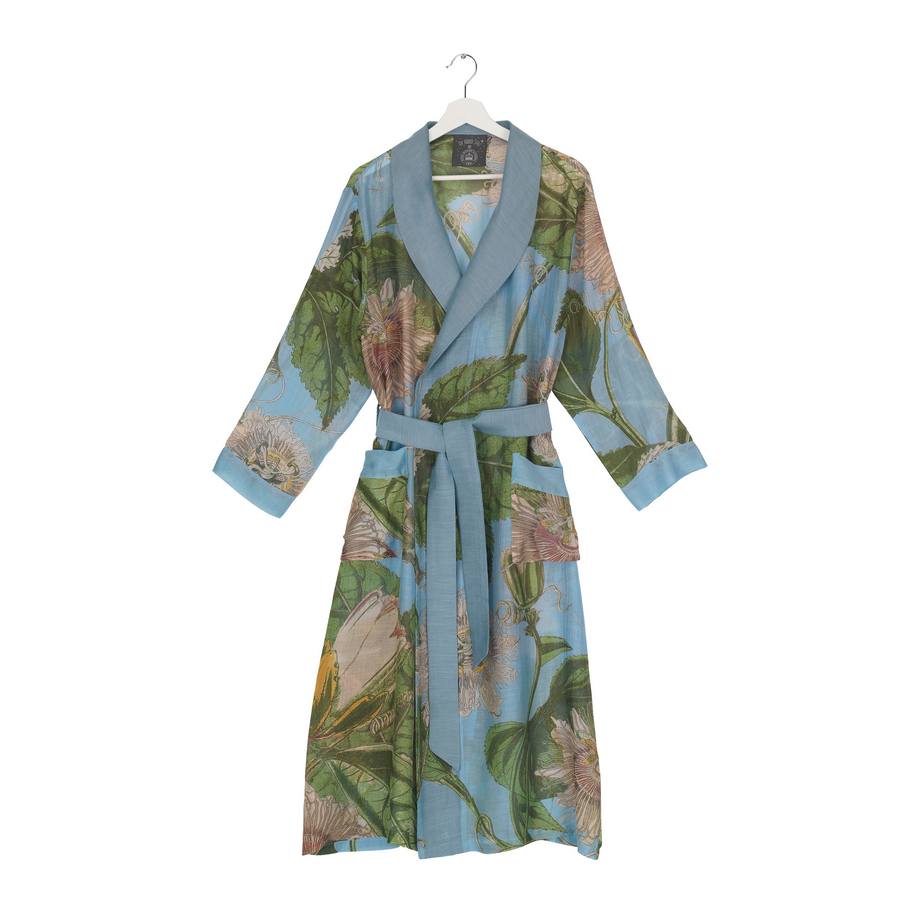 One Hundred Stars Dressing Gown Passion Flower Sky Blue front