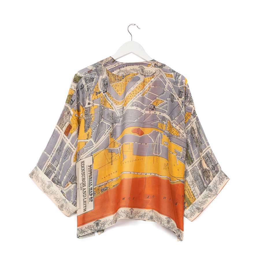 One Hundred Stars Edinburgh Map & Thistle Mini Kimono back