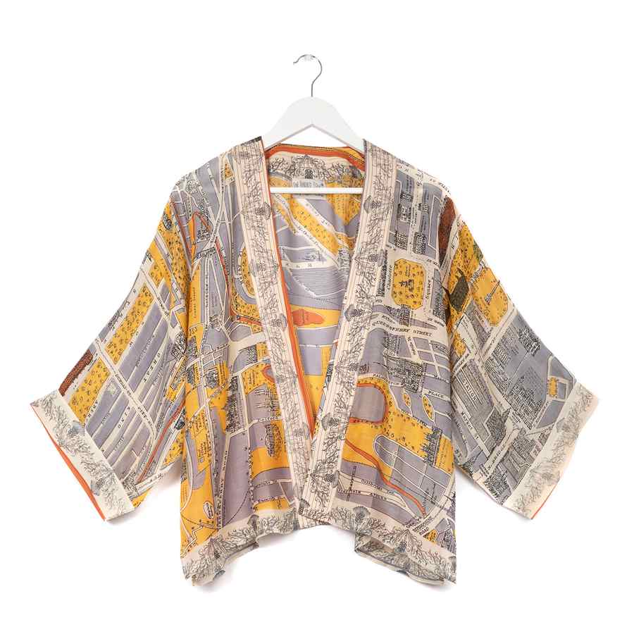 One Hundred Stars Edinburgh Map & Thistle Mini Kimono front
