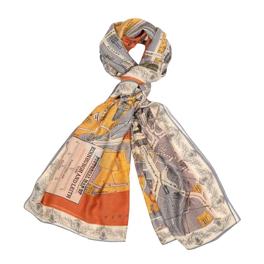 One Hundred Stars Edinburgh Map & Thistle Scarf knotted