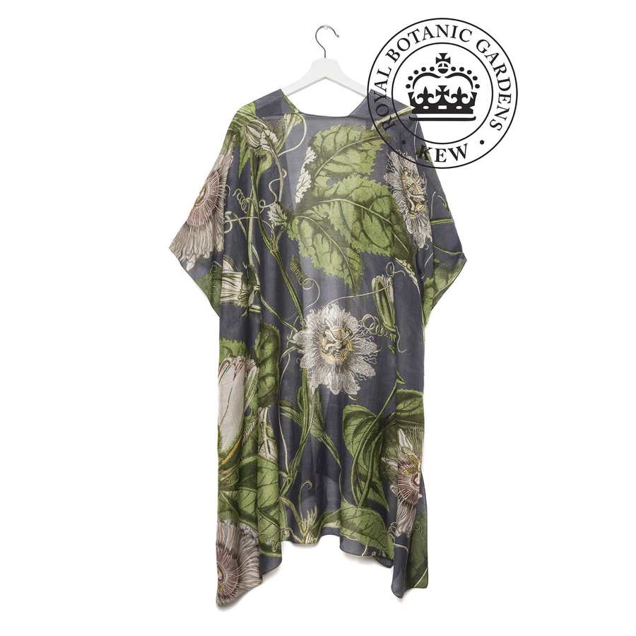 One Hundred Stars Kew Gardens Passion Flower Throw Over Grey back