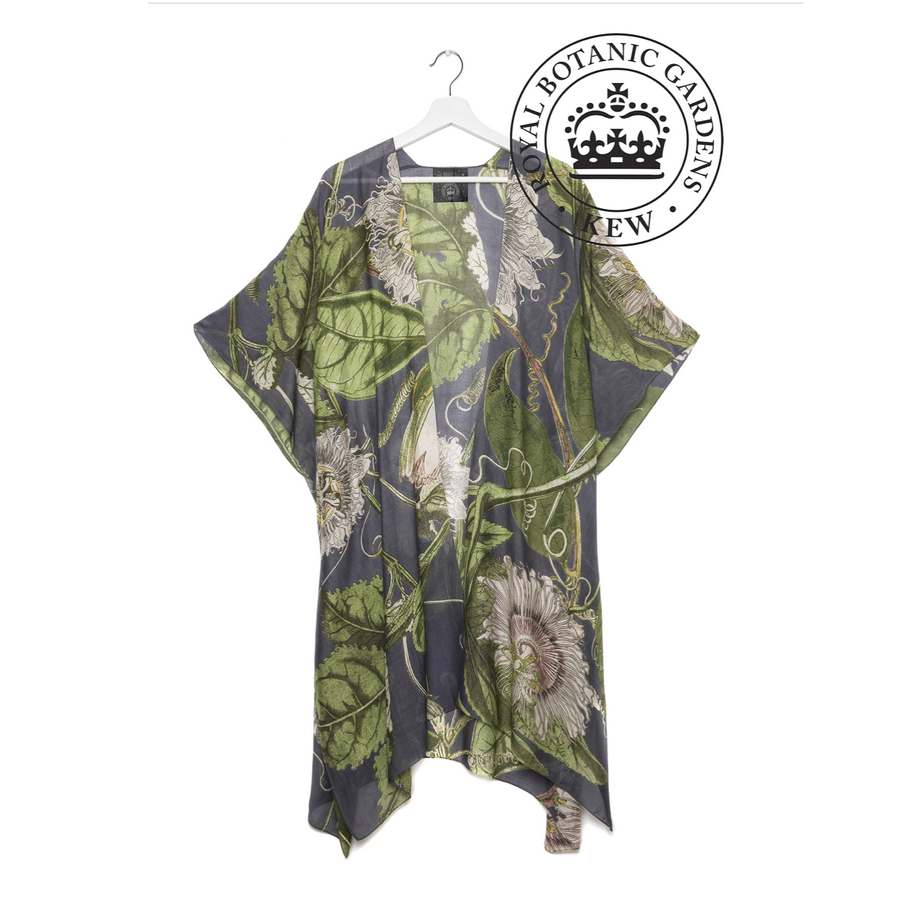 One Hundred Stars Kew Gardens Passion Flower Throw Over Grey front
