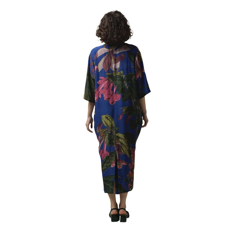 One Hundred Stars Kew Magnolia Purple Crepe Dress DRBMAGPUR on model back