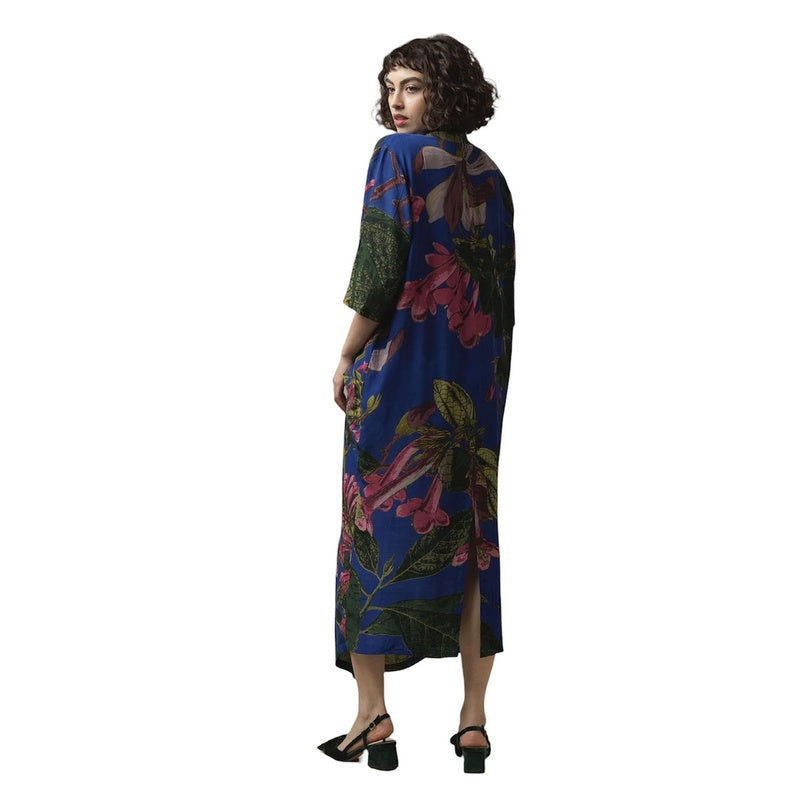One Hundred Stars Kew Magnolia Purple Crepe Dress DRBMAGPUR on model side