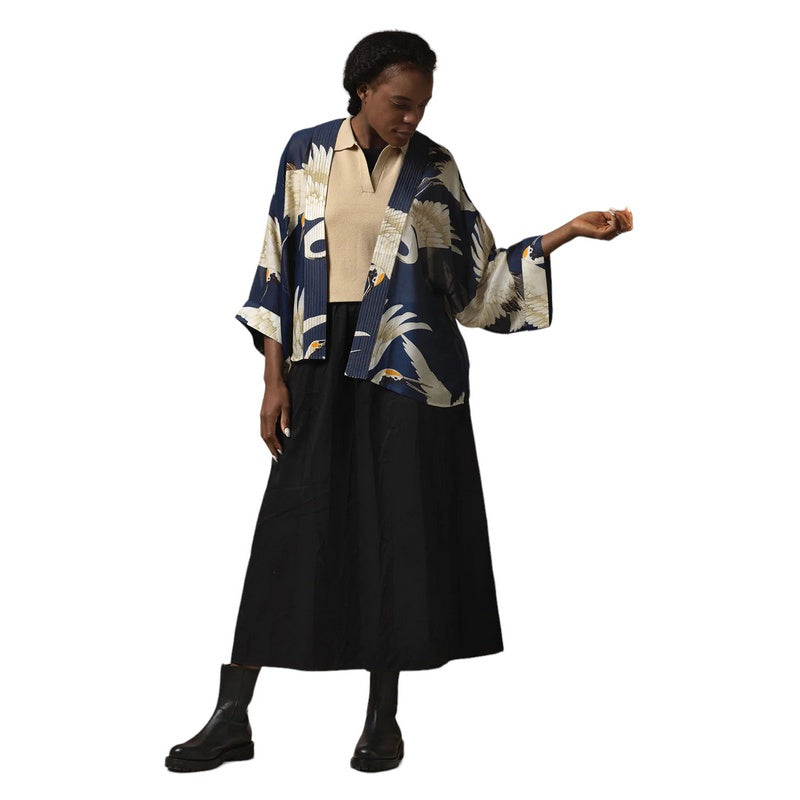 One Hundred Stars Kimono Stork Navy on model main