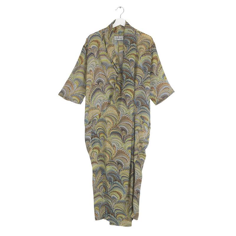 One Hundred Stars Marbled Green Crepe Dress DRBMARGRN front