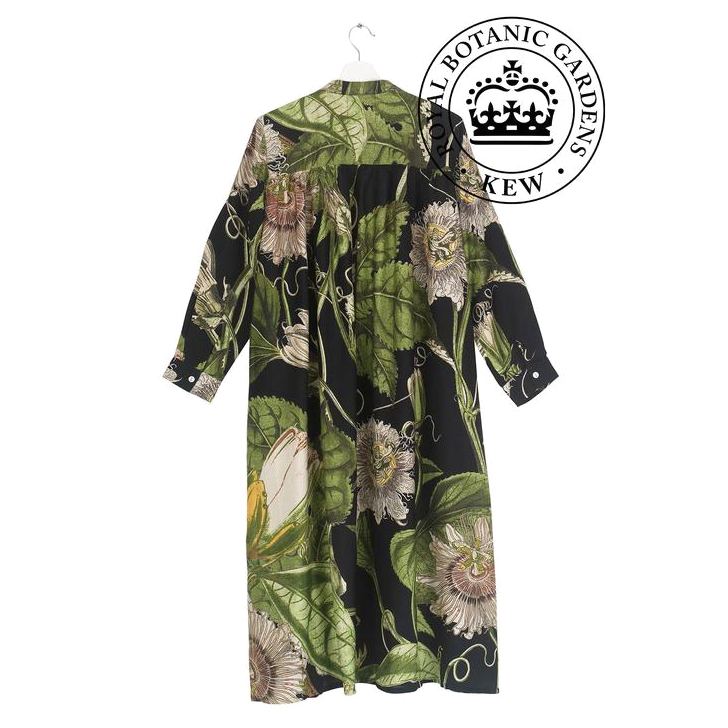 One Hundred Stars Kew Passion Flower Black Duster Coat front