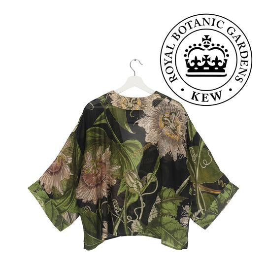 One Hundred Stars Passion Flower Black Kimono back