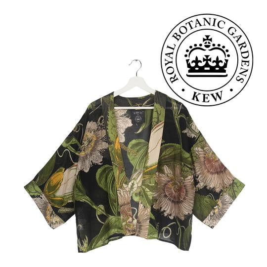 One Hundred Stars Passion Flower Black Kimono front