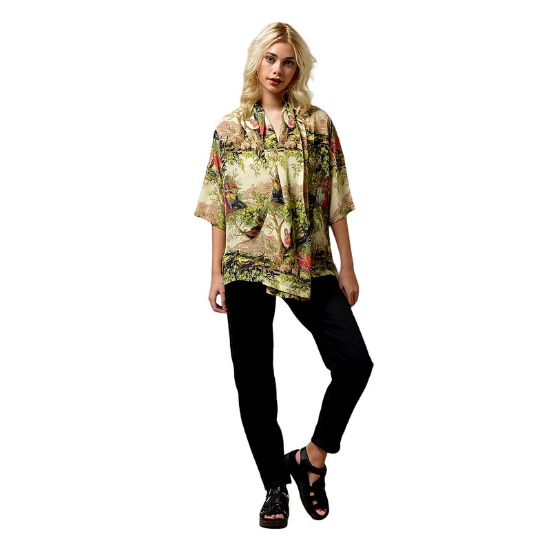 One Hundred Stars Rachel Top Country Toile Natural TPRCTY on model full-length