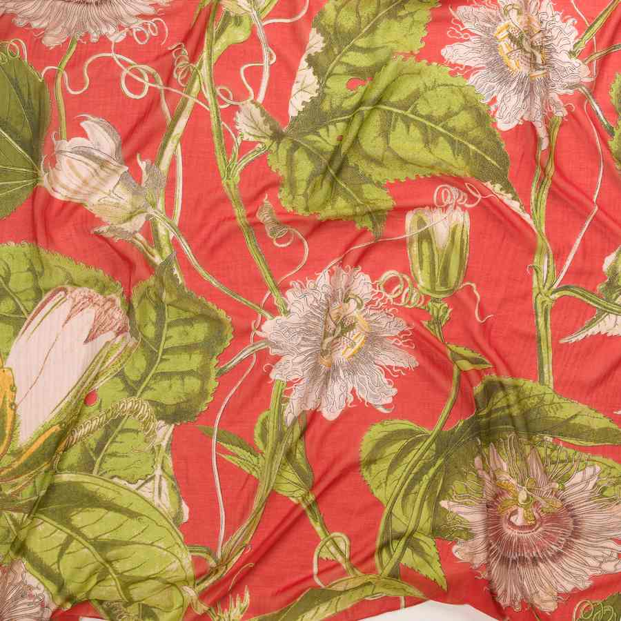 One Hundred Stars Scarf Passion Flower Scarlet Red detail