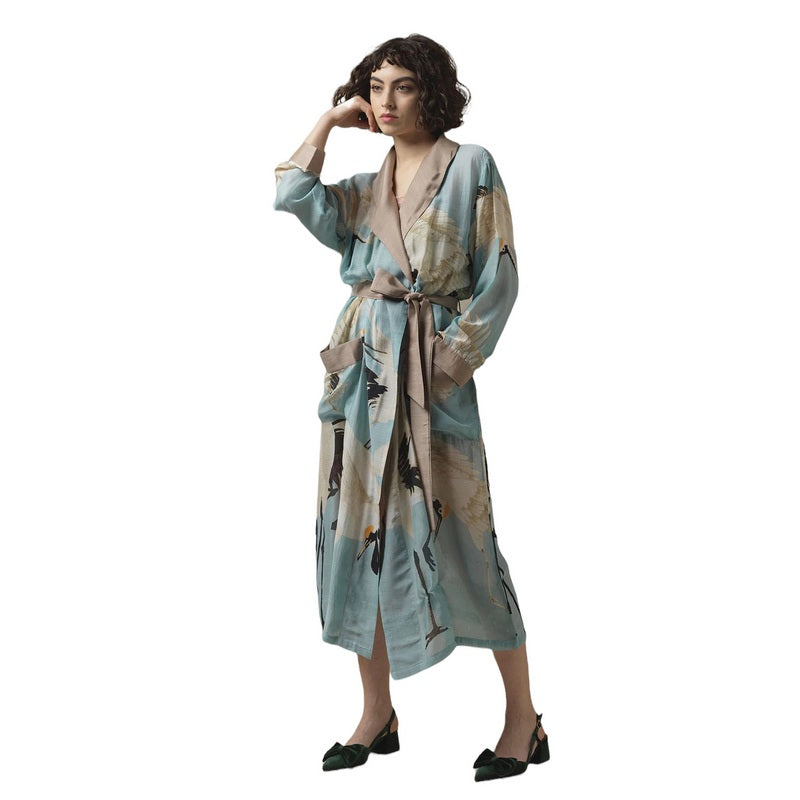 One Hundred Stars Stork Gown Sky Blue GWNSTOSKY on model front 2