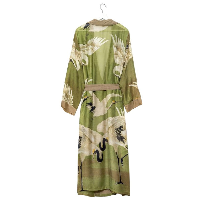 One Hundred Stars Stork Green Dressing Gown back