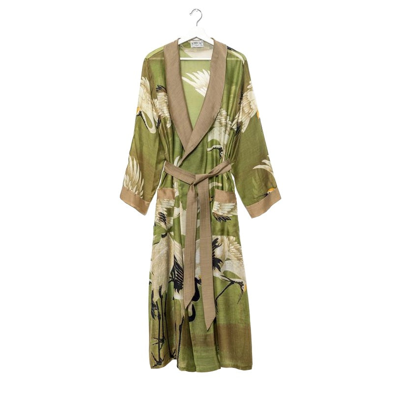 One Hundred Stars Stork Green Dressing Gown front