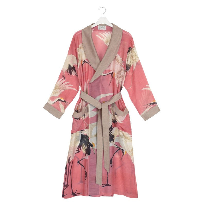 One Hundred Stars Stork Lipstick Pink Dressing Gown GWNSTOLIP front
