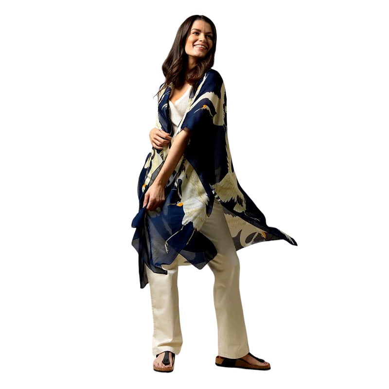 One Hundred Stars Stork Navy Throwover THRSTONAV on model moving