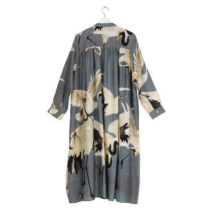 One Hundred Stars Stork Slate Grey Duster Coat back