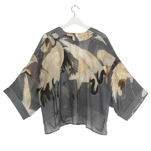 One Hundred Stars Stork Slate Grey Kimono back