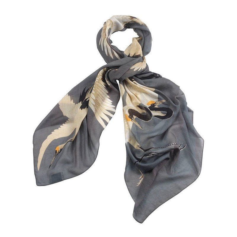 One Hundred Stars Stork Slate Grey Scarf looped