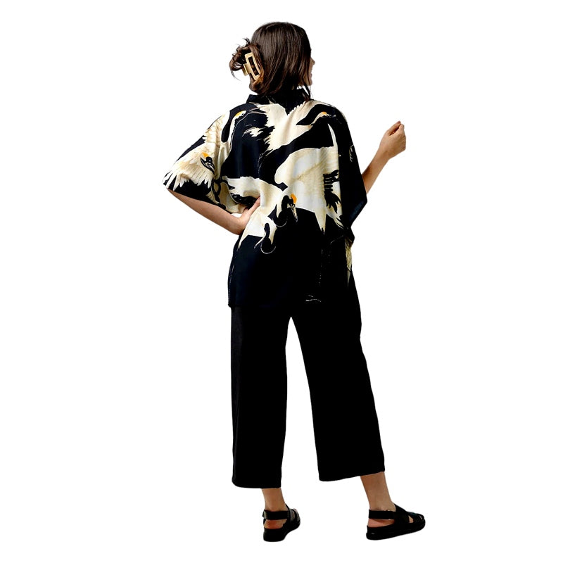 One Hundred Stars Stork Tunic Top in Black TPTSTOBLK on model back