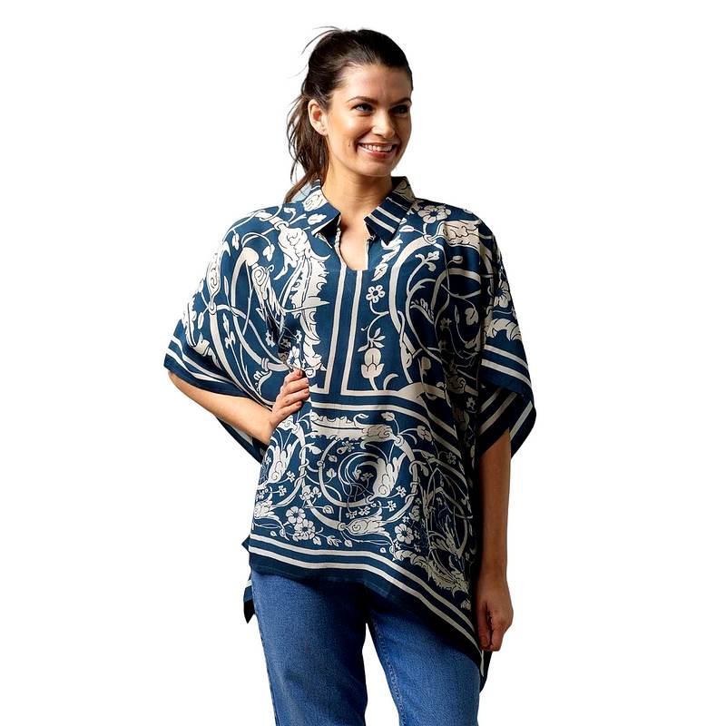 One Hundred Stars Tunic Top Jaiper Blue TPTJAIBLU on model front