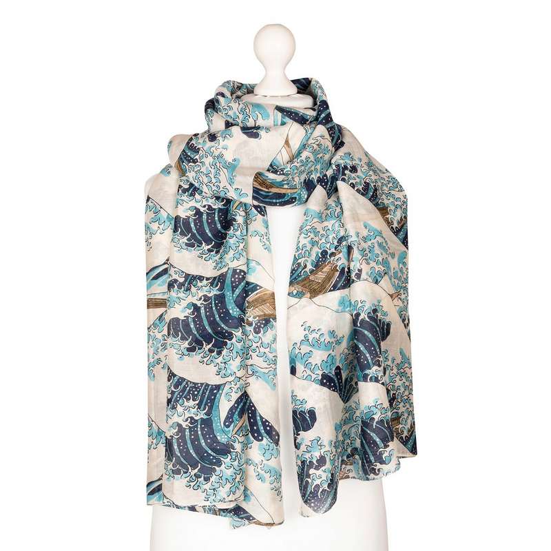 One Hundred Stars Wave Scarf Blue SCAWAVBLU on mannequin