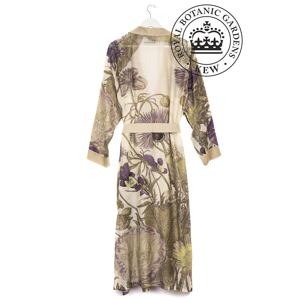 One Hundred Stars Kew Gardens Purple Thistle Dressing Gown back
