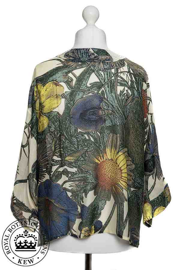 One Hundred Stars Royal Botanic Gardens Thistle Kimono on mannequin back
