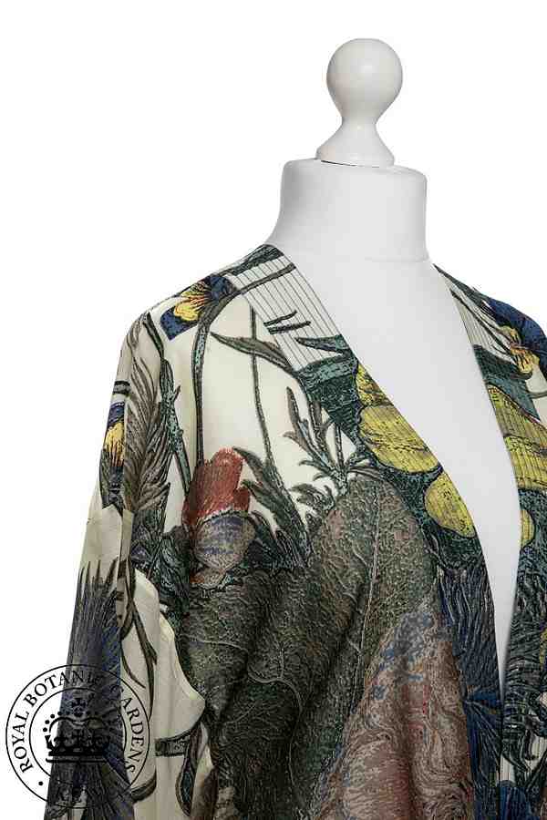 One Hundred Stars Royal Botanic Gardens Thistle Kimono on mannequin detail