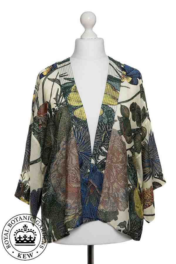 One Hundred Stars Royal Botanic Gardens Thistle Kimono on mannequin front