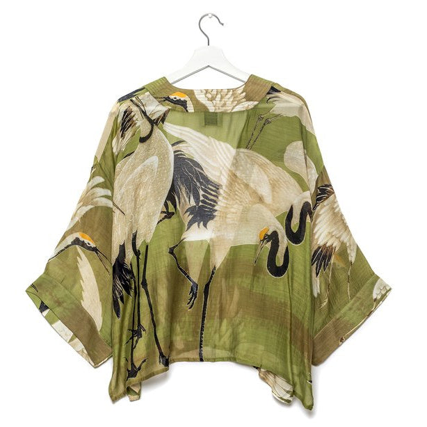 One Hundred Stars Stork Green Mini Kimono back