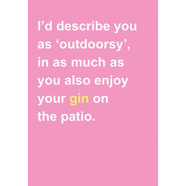 Outdoorsy - Gin On The Patio Card SN01