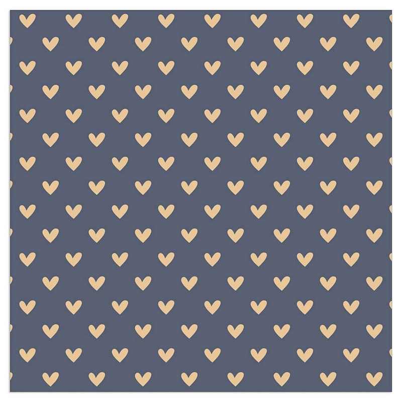 Paper Napkins Blue with Gold Hearts 132723 front