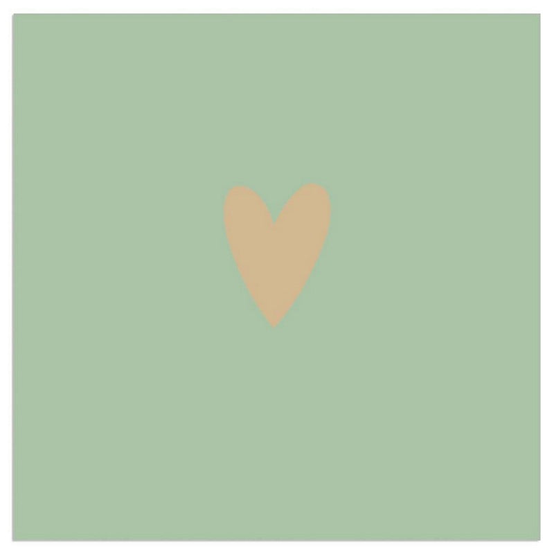 Paper Napkins Green with Gold Heart 132481 front