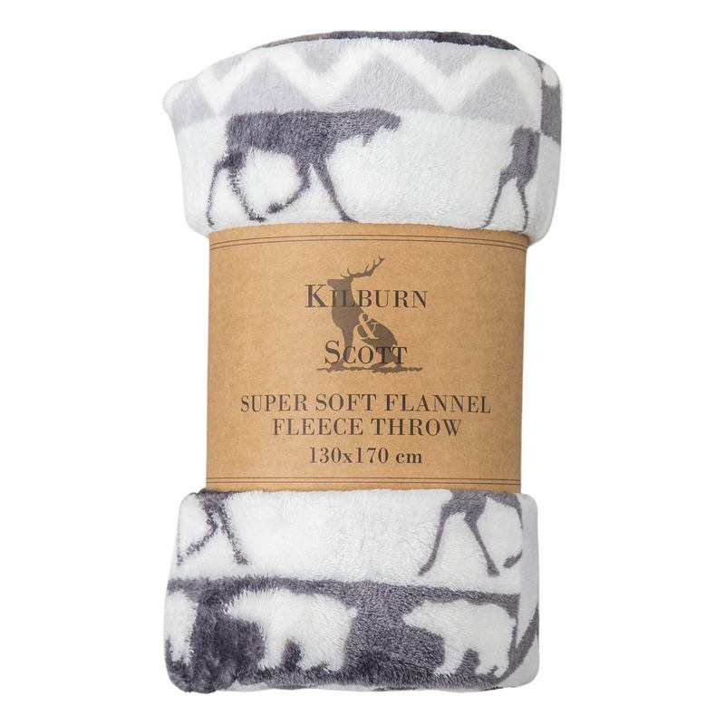 Patchwork Fleece Reindeer Grey & Taupe 5059413670930 in packaging