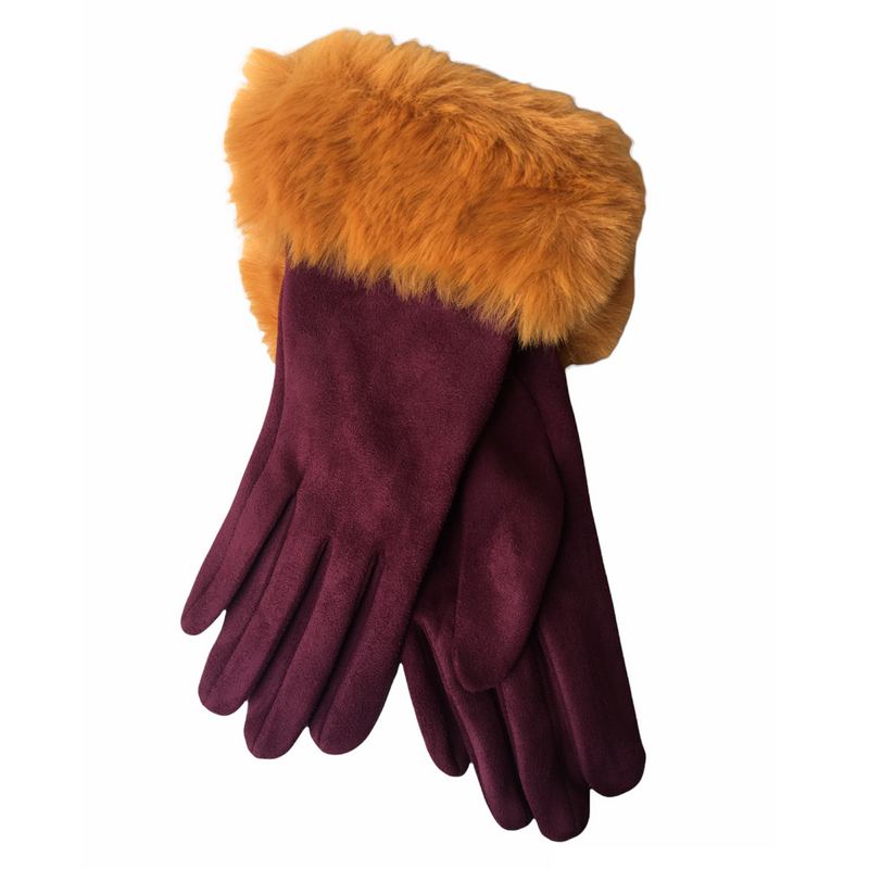 Powder Design Bettina Faux Suede Gloves Damson BET33 pair