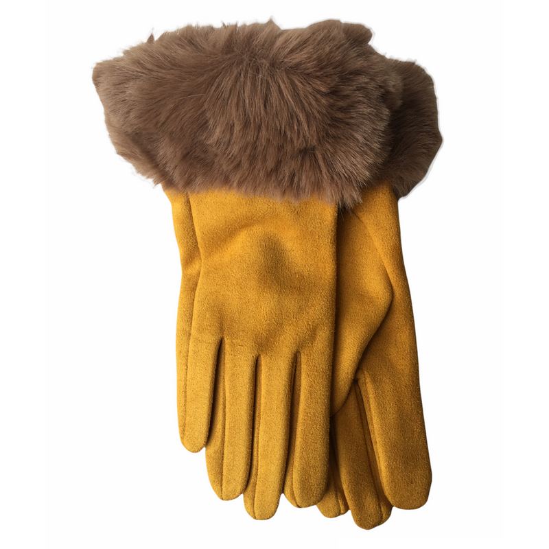 Powder Design Bettina Faux Suede Gloves Mustard pair BET29 pair
