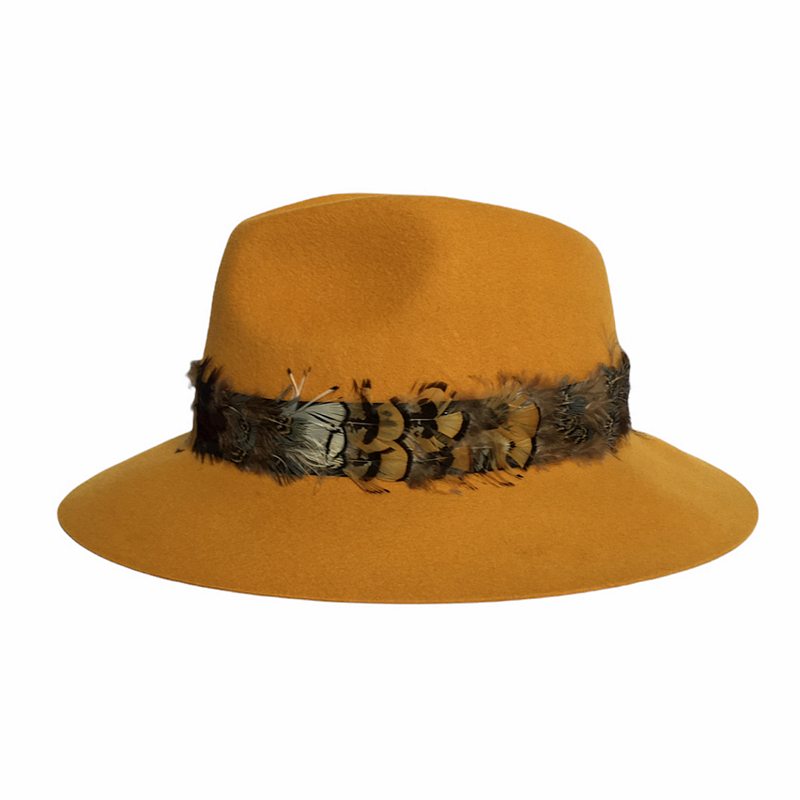 Powder Design Feather Band Felt Hat Mustard FEA9 side