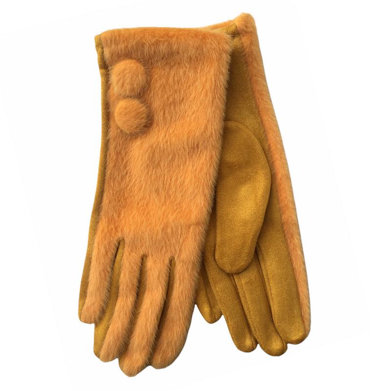 Powder Design Grace Faux Fur Back Gloves Mustard GRA5 pair