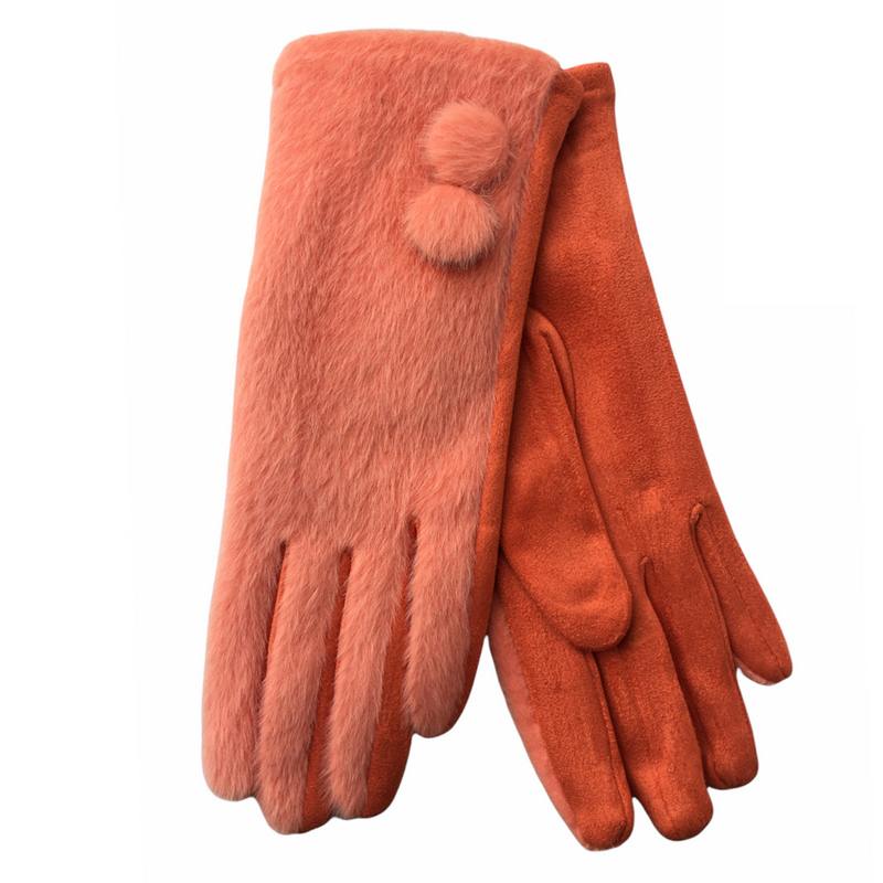 Powder Design Grace Faux Fur Back Gloves Tangerine GRA6 pair