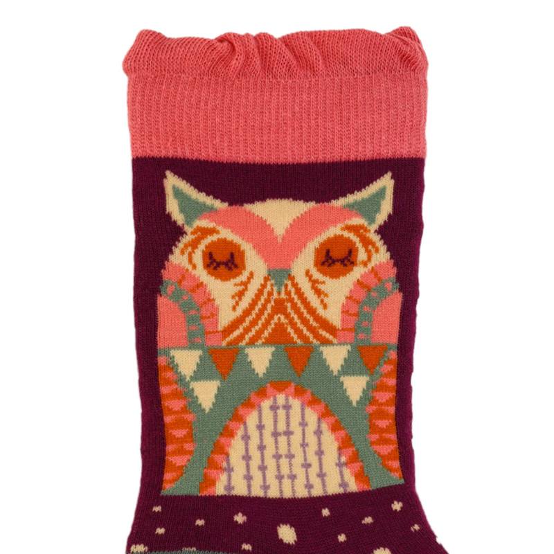 Powder Designs Bamboo Ladies Socks Owl By Moonlight on Grape SOC534 detail