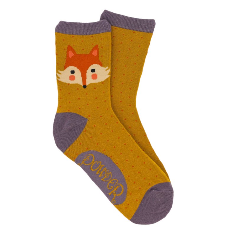Powder Designs Bamboo Socks Cheeky Fox Mustard SOC541 main