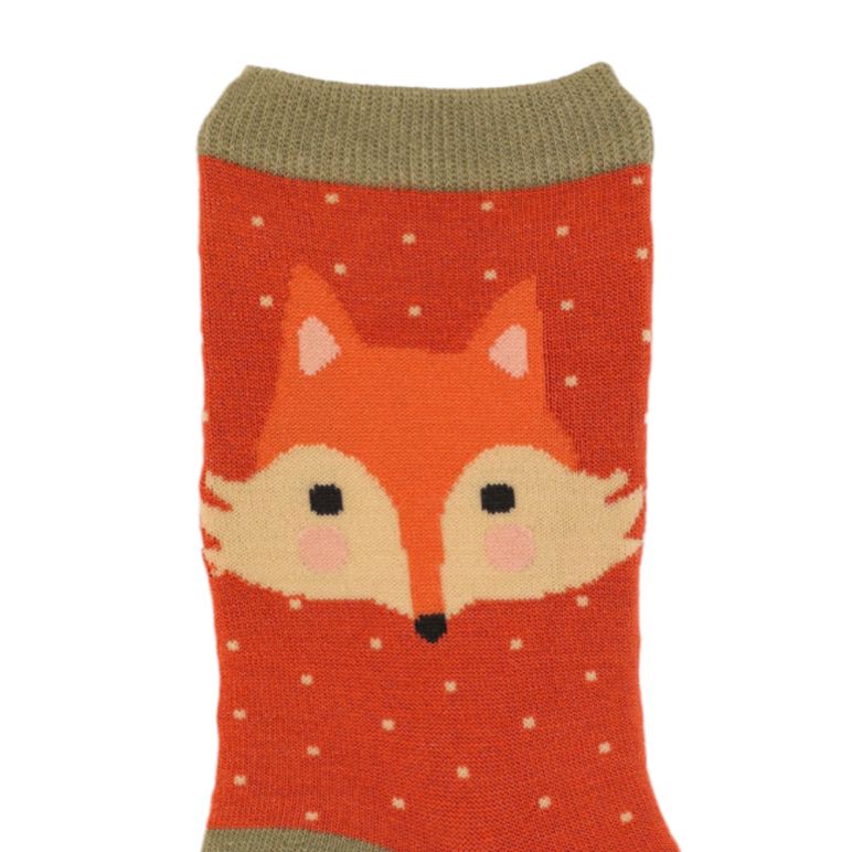 Powder Designs Bamboo Socks Cheeky Fox Tangerine SOC540 detail